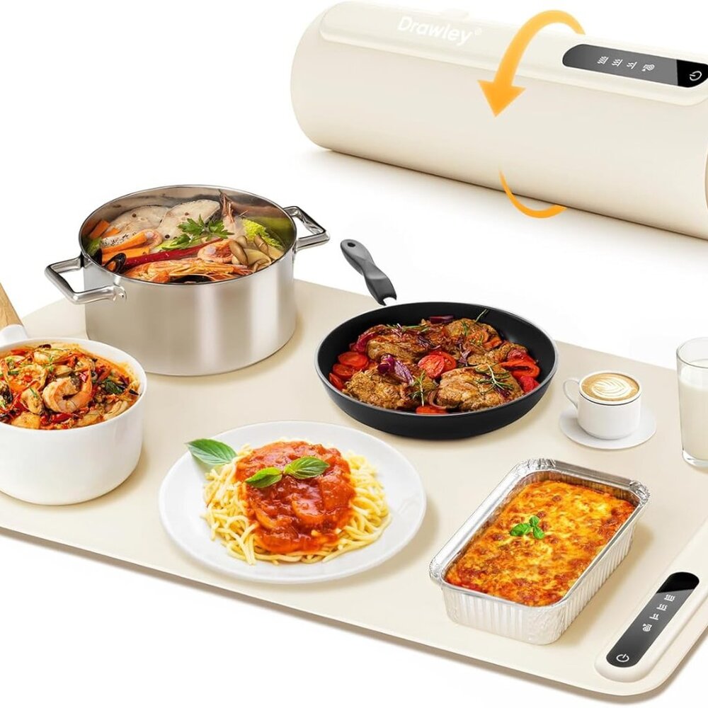 Electric Food Warming Mat for Heating - Portable Foldable Silicone Warming Tray